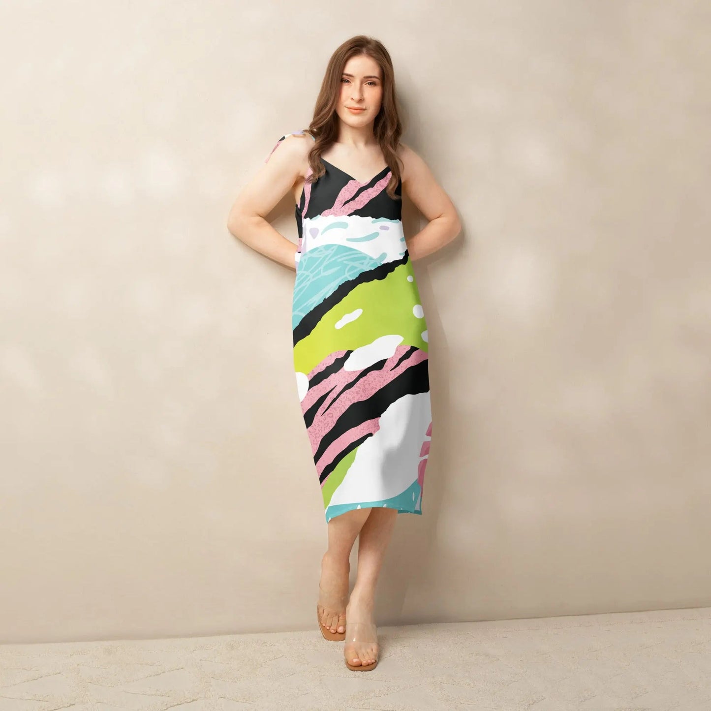 Tie-strap midi dress - Pop-Art Pink