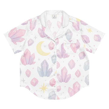 All-over print women’s short sleeve pajama top - Crystal Glow