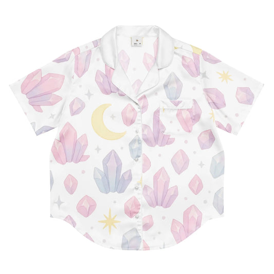 All-over print women’s short sleeve pajama top - Crystal Glow