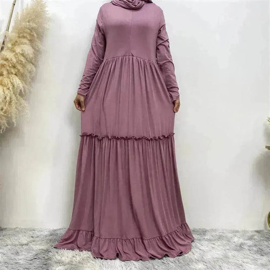 Amazing Simple Maxi Gown Abaya Dress for Sophisticated Arab Dubai Turkey Middle Eastern Women. - Velora