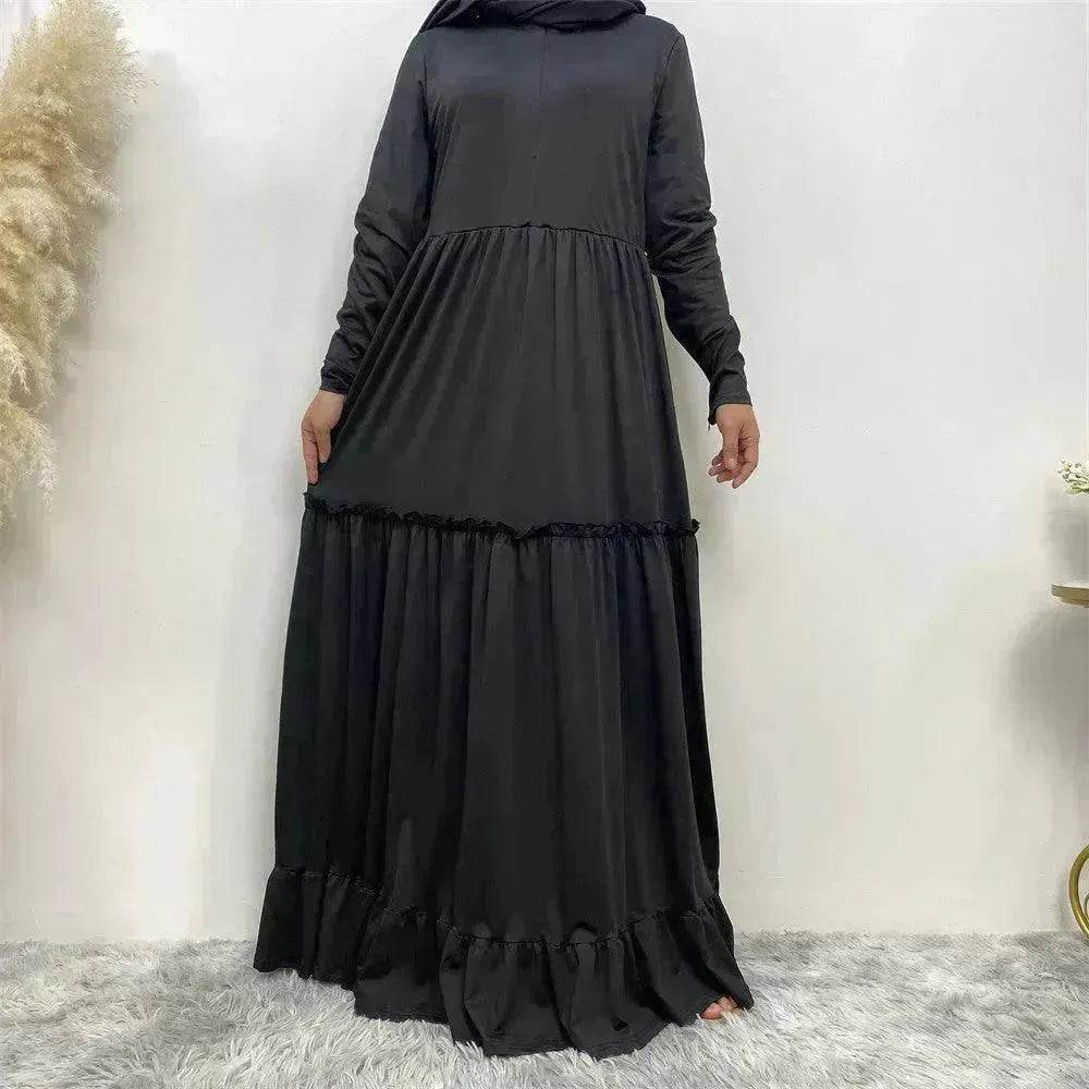 Amazing Simple Maxi Gown Abaya Dress for Sophisticated Arab Dubai Turkey Middle Eastern Women. - Velora