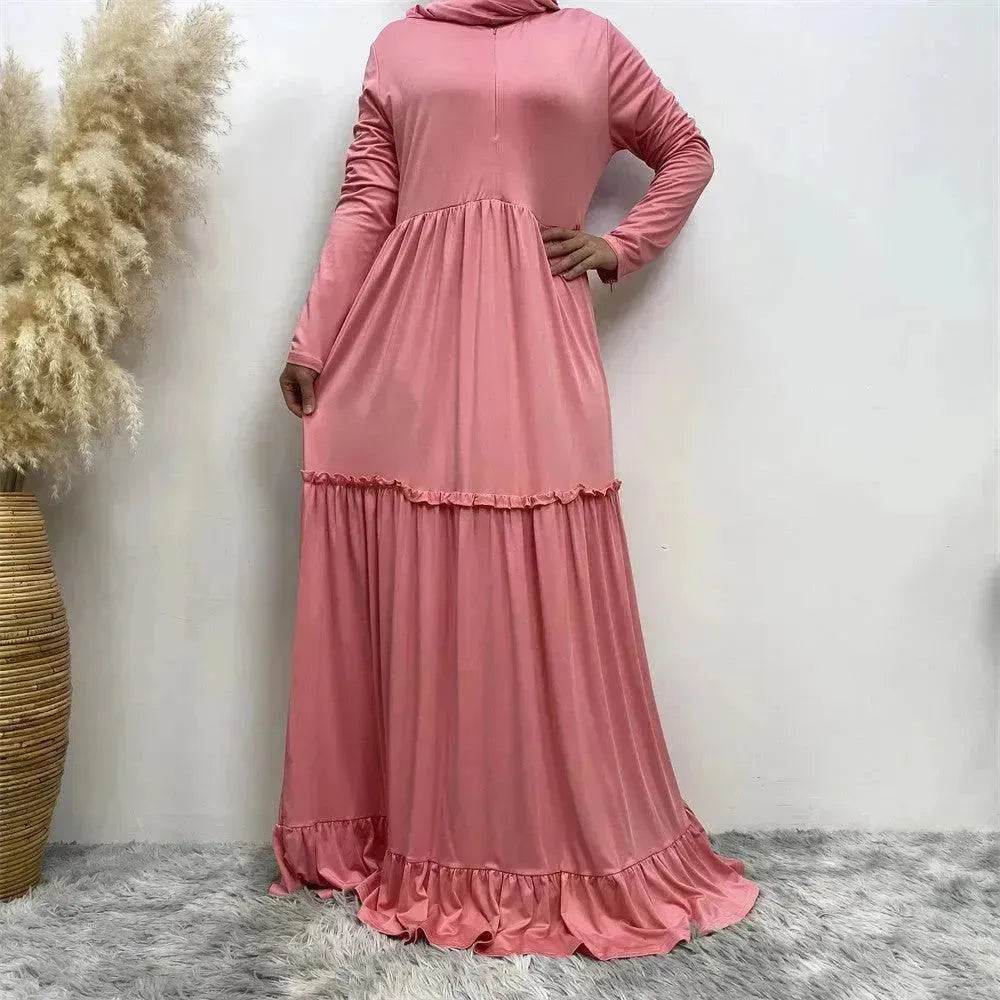 Amazing Simple Maxi Gown Abaya Dress for Sophisticated Arab Dubai Turkey Middle Eastern Women. - Velora