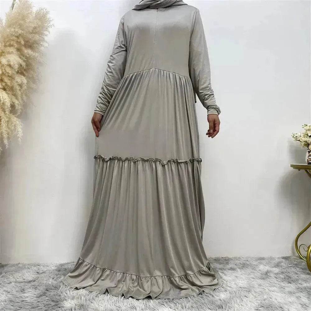 Amazing Simple Maxi Gown Abaya Dress for Sophisticated Arab Dubai Turkey Middle Eastern Women. - Velora