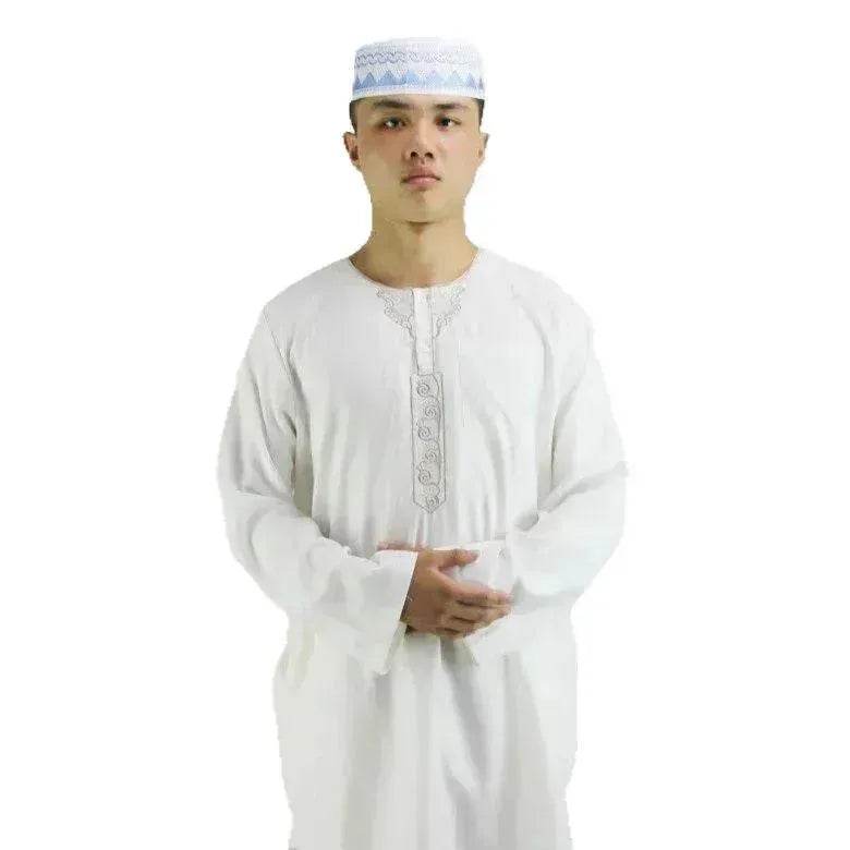 Arab  Men's New Cotton Hemp Embroidery Liturgy Embroidered Hui Men's Suit Two Piece Wholesale