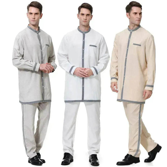 Islamic Two piece wear for Men Saudi Arab Men's Robe Suit Arab2pcs Thobe Jubba Thoub Robe - Velora