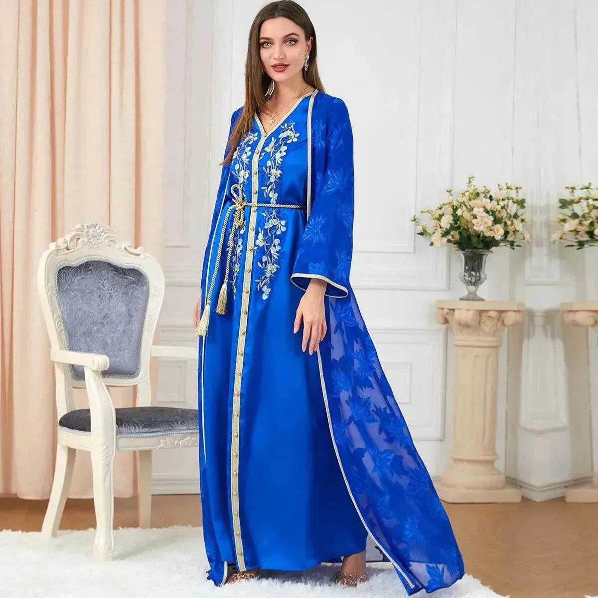 Arab Women's Robes V-neck Suit Dress - Velora