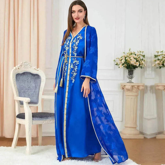 Arab Women's Robes V-neck Suit Dress - Velora