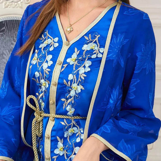Arab Women's Robes V-neck Suit Dress - Velora