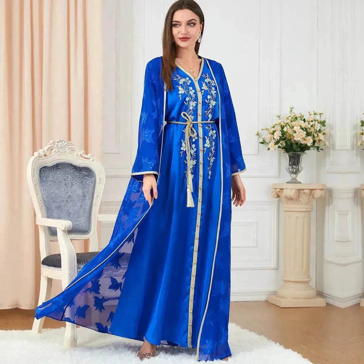 Arab Women's Robes V-neck Suit Dress - Velora