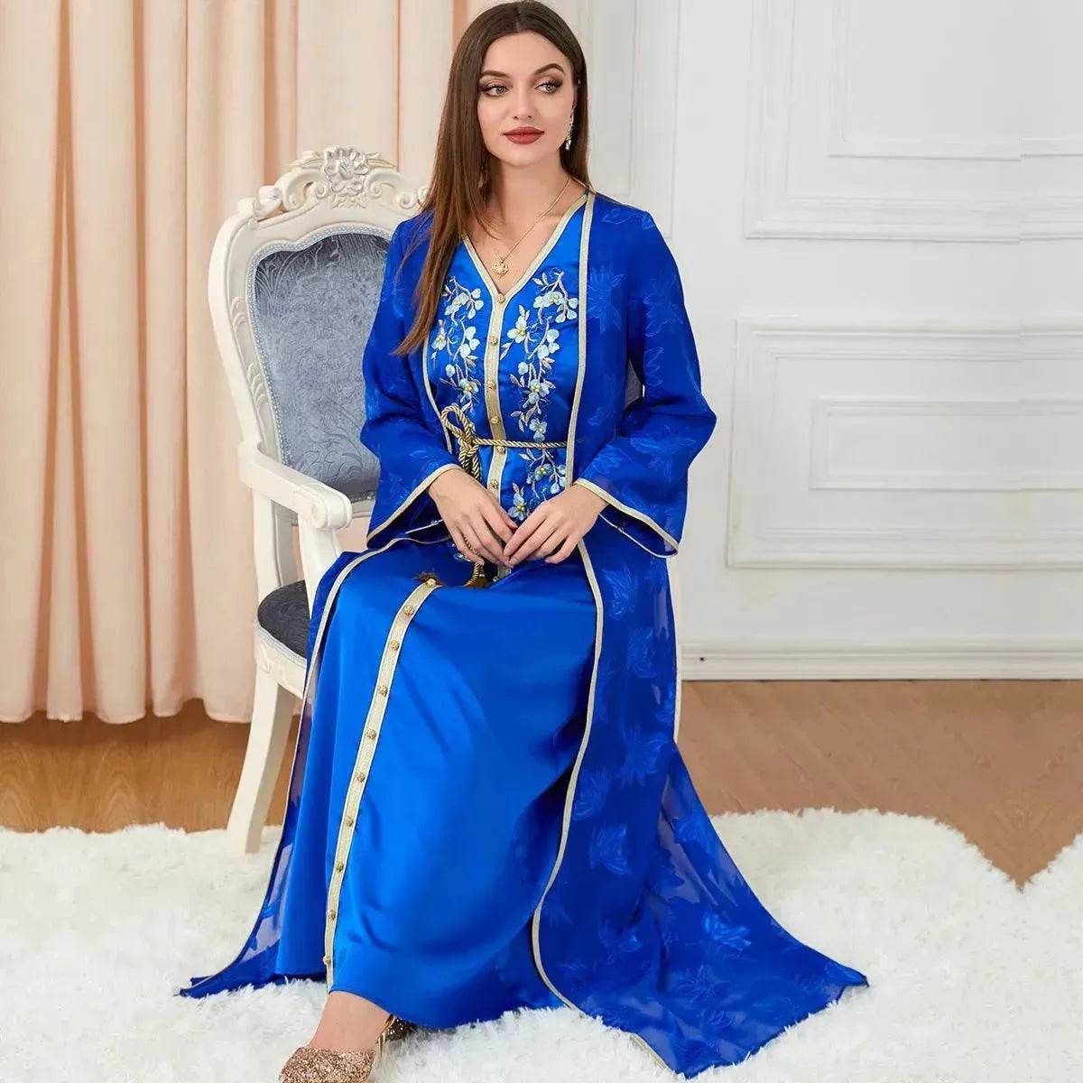 Arab Women's Robes V-neck Suit Dress - Velora