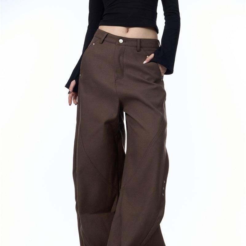 Stitching Machete Casual Pants Women's Wide-leg Trousers - Velora