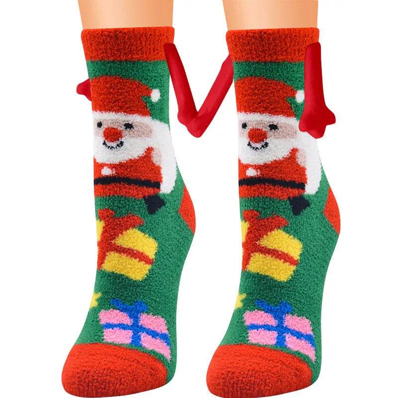 Soft Carton Christmas-themed Fleece Winter Home socks for Women