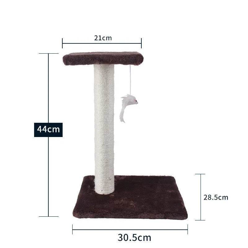 Cat Scratching Post with Platform & Hanging Toy – Multi Level Cat Tree Scratcher with Plush Bed