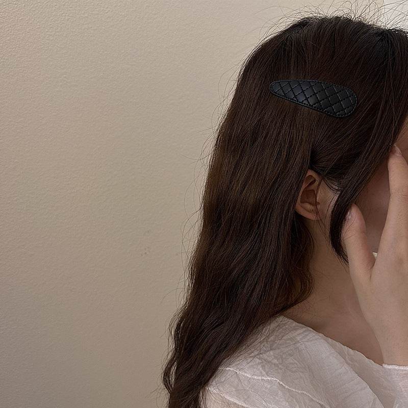 Classic Korean Style Simple All-match Diamond Plaid Fabric Edge Bang Hairpin Hair Accessories A Pair Of Hairclips Broken - Velora