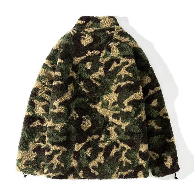 Fleece Army Camouflage Zip up Cotton Padded Winter Cardigan for Men - Velora