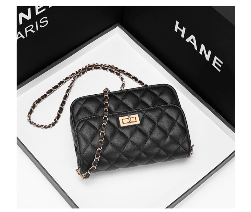 Chanel-Style Crossbody Bag with Quilted Chain Design