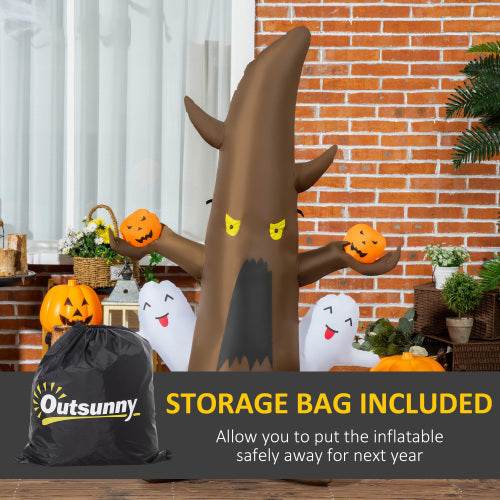 5 Halloween Inflatables Outdoor Decorations Ghost Tree With Pumpkins, Blow-Up LED Yard Decor Indoor Outdoor For Garden, Lawn, Party, Holiday - Velora