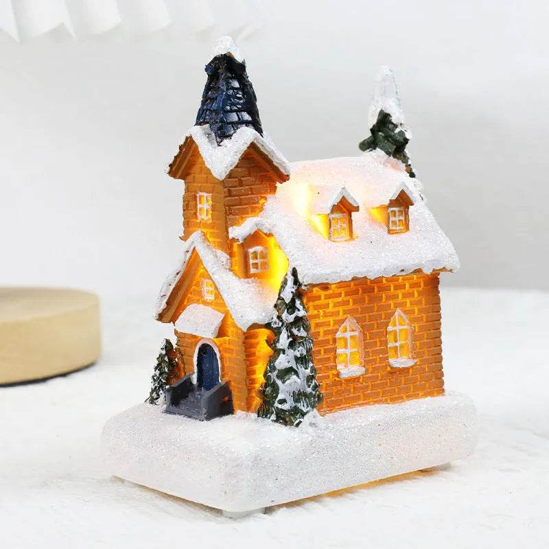Christmas Decorations Resin Small House Luminous Ornaments - Velora