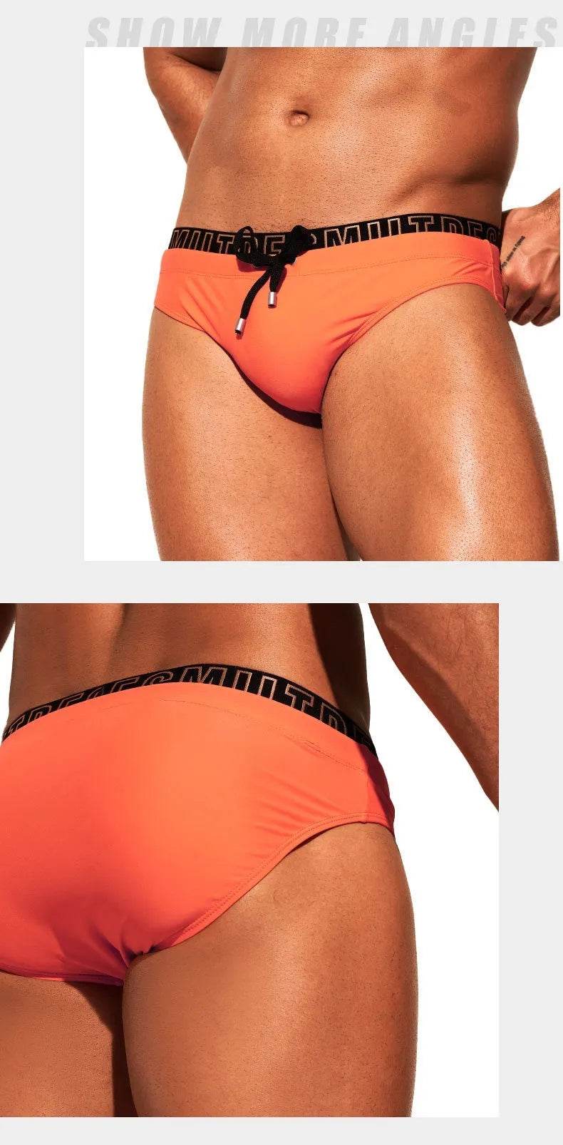 Nylon Triangle Low Waist Swimming Brief Trunks underwear men - Velora