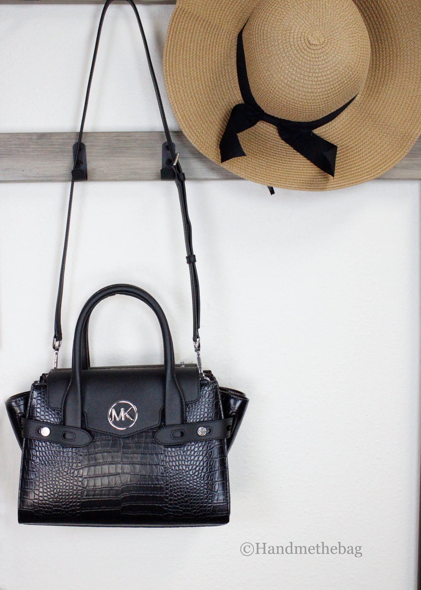 Michael Kors Carmen Black Leather Flap Satchel