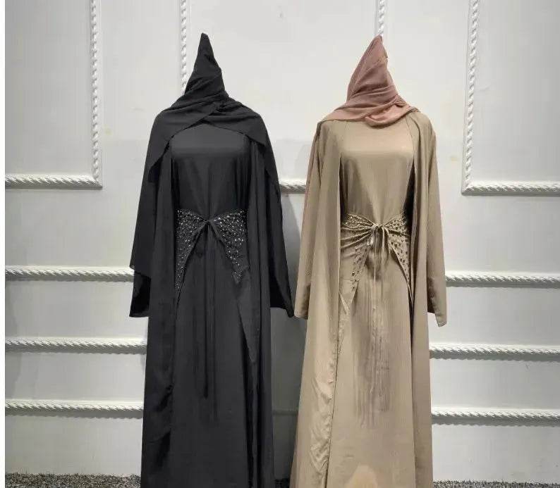 Arab3 piece set ArabDubai Abaya dress with Turban Embellished Abaya - Velora