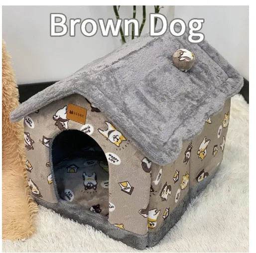 Foldable Dog House Pet Cat Bed Winter Dog Villa Sleep Kennel Removable Nest Warm Enclosed Cave Sofa Pets Supplies - Velora