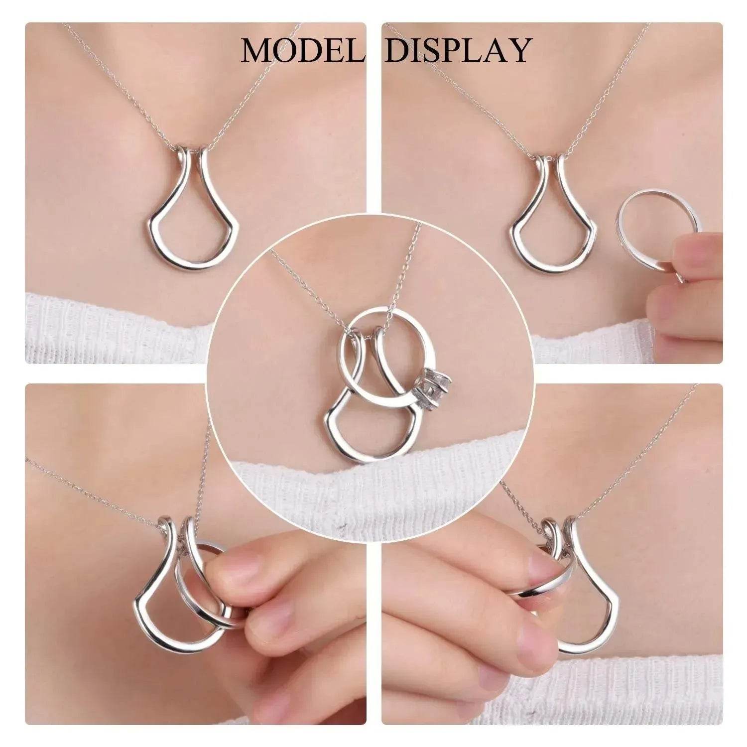 Sterling Silver Ring Holder Necklace Pendant Jewelry for Women - Velora