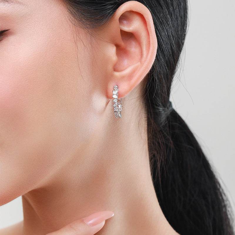 S925 Sterling Silver Irregular Zircon Earrings Women's Light Luxury Luxury - Velora