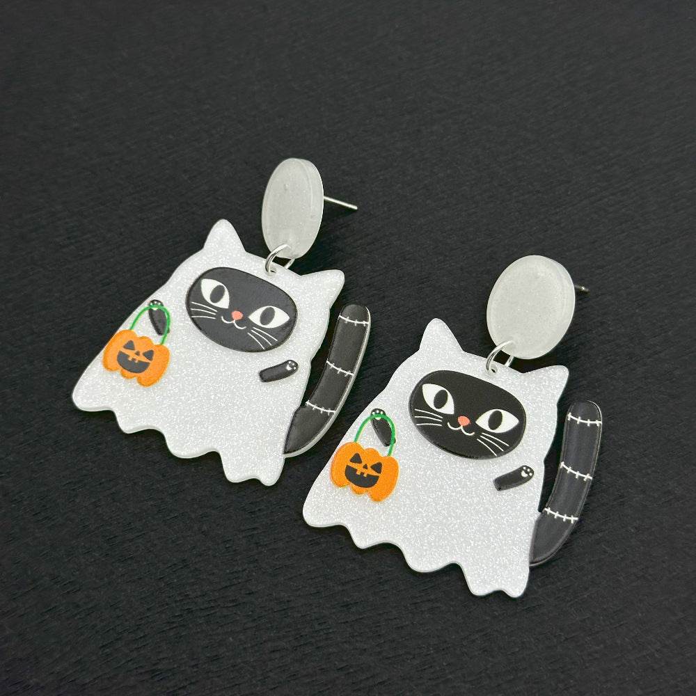 Halloween Day Ornament Colorful Ghost Eyes Funny Acrylic Earrings For Women - Velora
