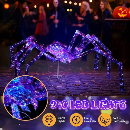 3FT Halloween Decorations Light Up Spider, Outdoor Halloween Decor Lighted Iridescent Spider - Velora