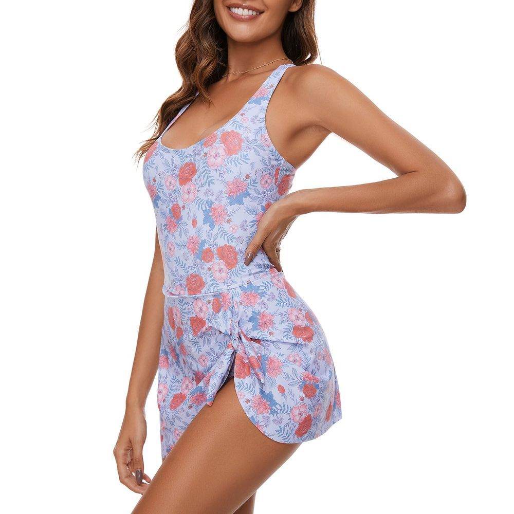 Printed Girls' Skirt Style One-piece Swimsuit Covers The Belly And Makes You Look Slim And Quick Drying - Velora