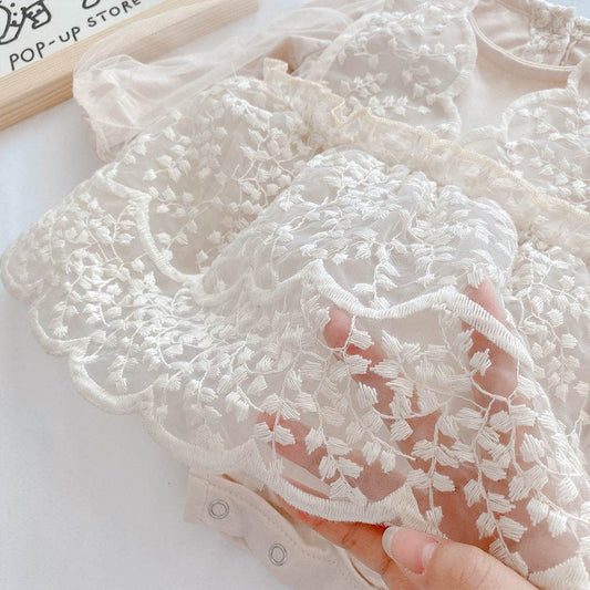Baby Solid Color Princess Lace Puff Dress - Velora