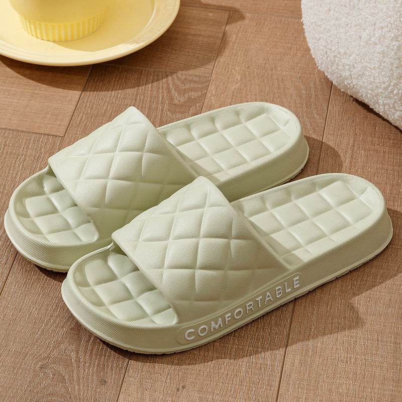 Men's Home Slippers With Plaid Design Soft-soled Silent Indoor Floor Bathing Slippers Women House Shoes Summer - Velora