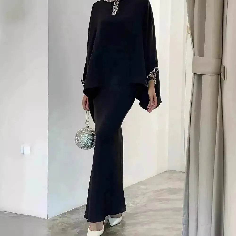 Women's Middle East Pearl Mop Dress Suit Arabtop and Blouse Elegant Matching ArabTop and Skirt suit Arab2 piece outfit - Velora