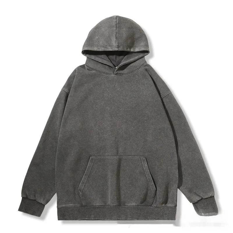 Unisex Teen Waxed Washed Distressed Hoodie Sweatshirt Pullover top - Velora