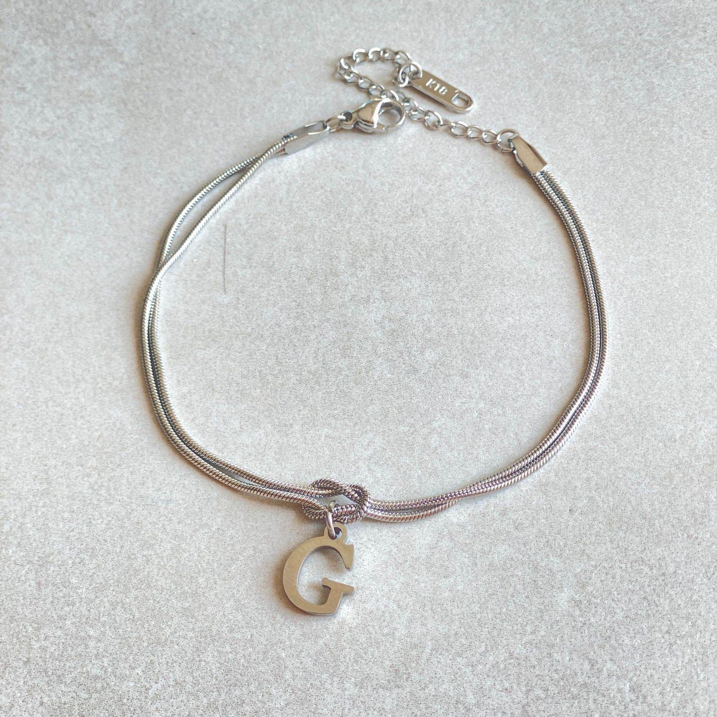 New Letter A-Z Love Knot Bracelets For Women Couple Gold Color Dainty Snake Chain Charm Bracelet Stainless Steel Jewelry Gift Valentine's Day Gifts - Velora