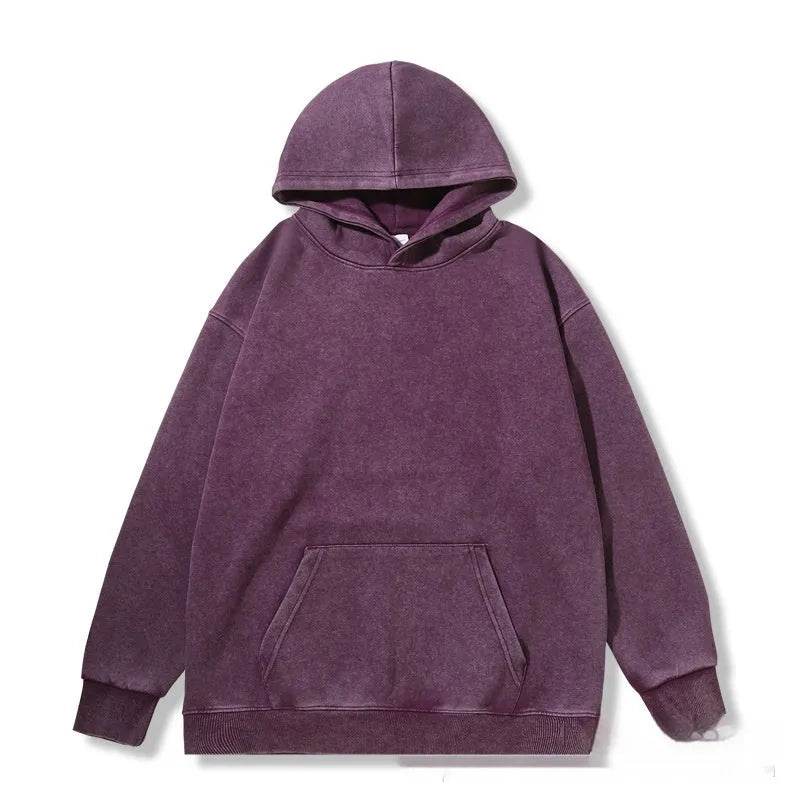 Unisex Teen Waxed Washed Distressed Hoodie Sweatshirt Pullover top - Velora