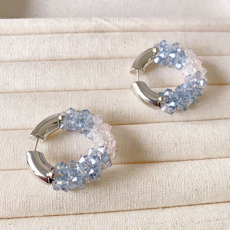 Colored Beaded Earrings Copper White Gold Plated - Velora