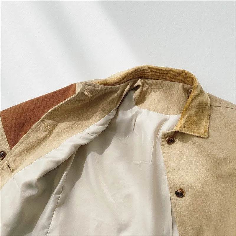 Windbreaker Sleeve Color Contrast Small Lapel Medium Long jacket kids - Velora