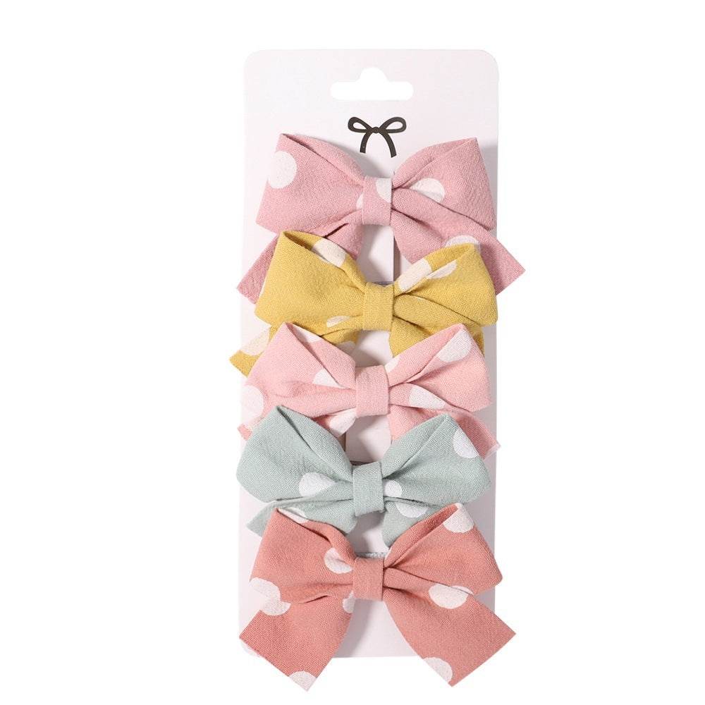 Fabric Plaid Bow Barrettes Floral Plaid A Pair Of Hairclips - Velora