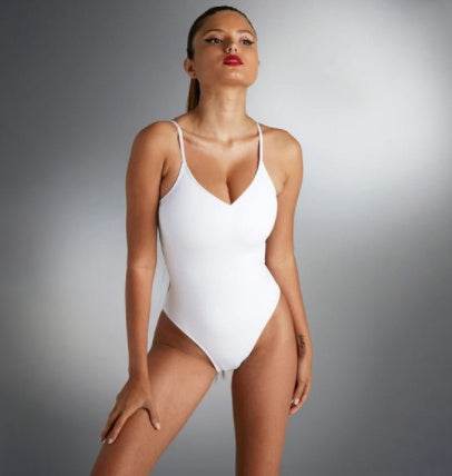 Summer Bikini Backless String Large Size Sexy Solid Color Triangle One-piece Swimsuit Womens Clothing - Velora