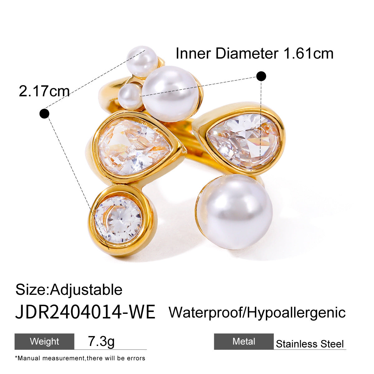 European And American Stainless Steel Pearl Eye-catching Ring High-grade Ins