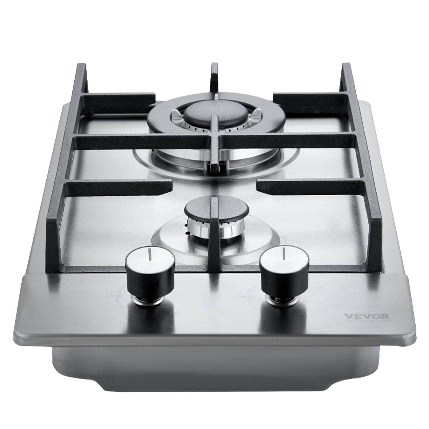 Gas Cooktop 12 Inch, Max 12250BTU 2 Burners Built-in Stainless Steel Gas Stove Top, LPG NG Convertible Dual Fuel Natural Gas Hob With Thermocouple Protection - Velora