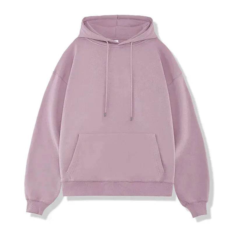 Plain Color American Retro Hoodie Pullover Sweatshirt Men - Velora