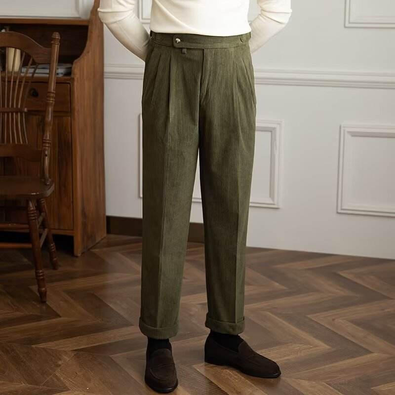 Men Autumn And Winter Corduroy Smooth Ankle-length trouser for work - Velora