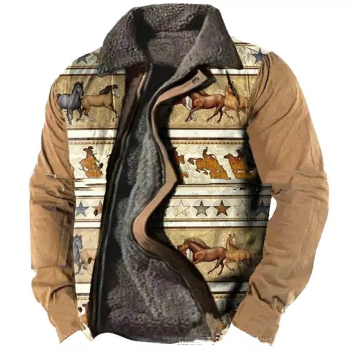 Thickened Side Seam Pocket Casual Zipper Loose Wolf Cotton Jacket - Velora