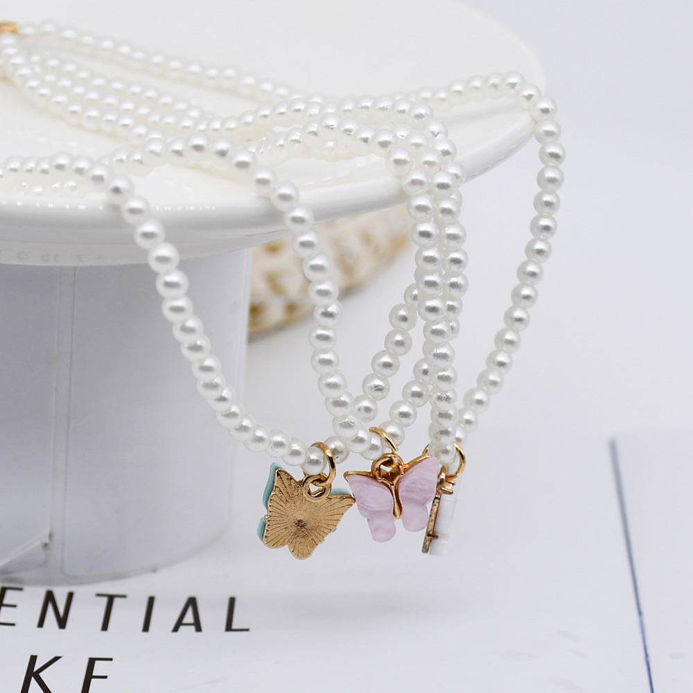 Elegant White Pearl Choker Necklace Small Round Pearl Wedding Butterfly Necklace For Women Charm Fashion Jewelry - Velora