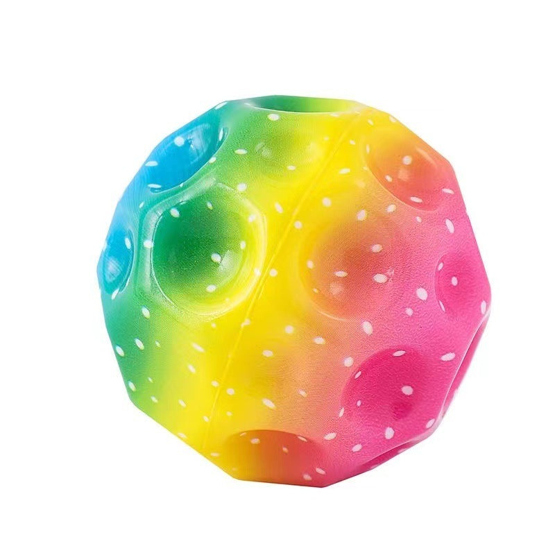Colorful Hole Ball Soft Bouncy Ball Anti-fall Moon Shape Porous Bouncy Ball Kids Indoor Toys Ergonomic Design Elastic Ball Velora