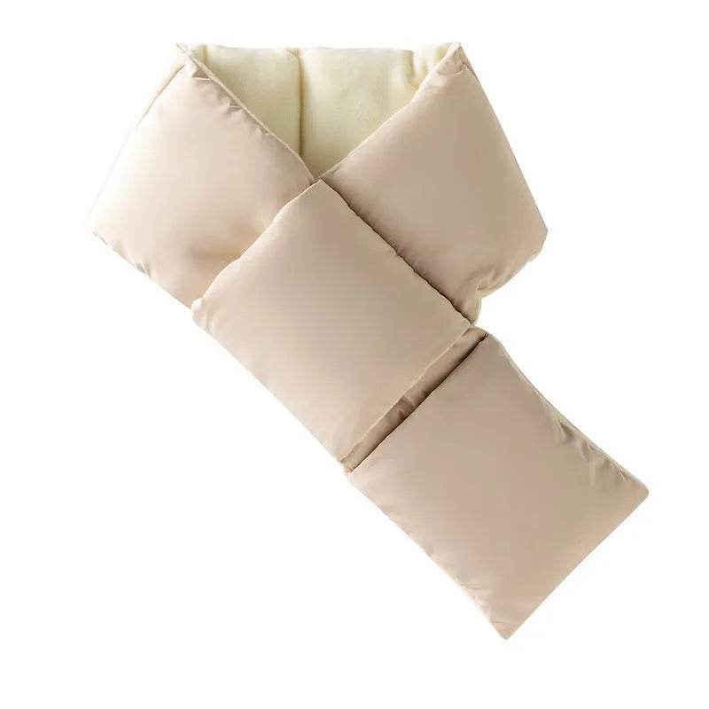 Warm Cross-design Pocket Scarf For Women Winter Outdoor Sports Skiing Cold-proof Down Cotton Plus Velvet Short Scarf - Velora