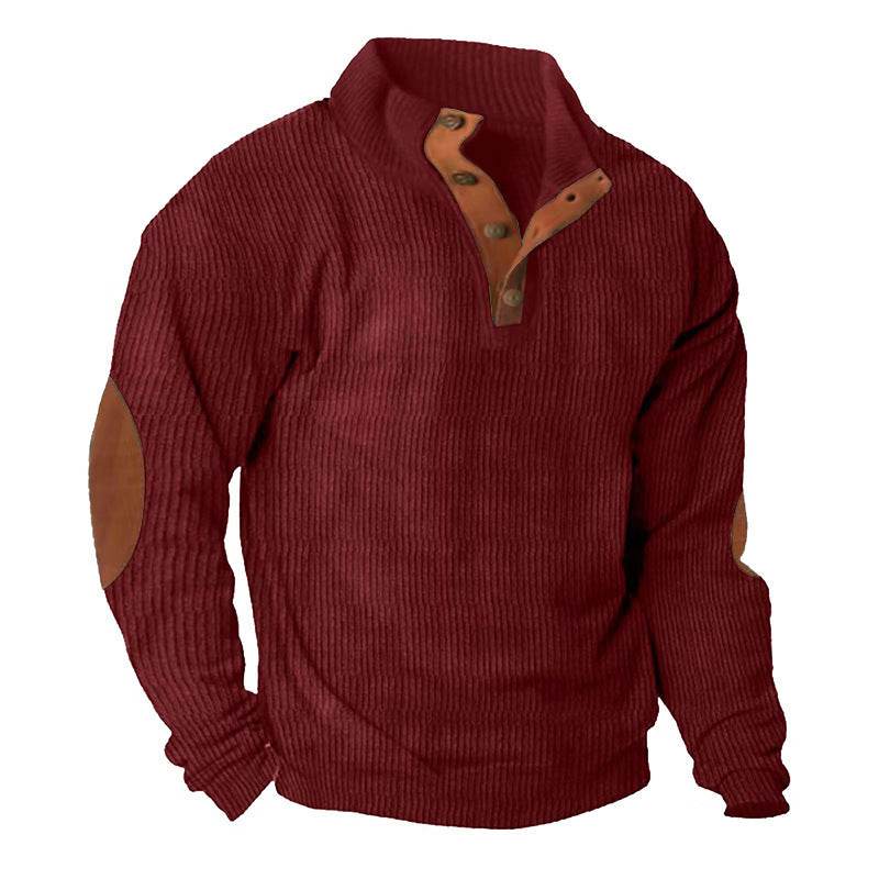 Corduroy Casual Stand Collar Long-sleeved Sweater men - Velora